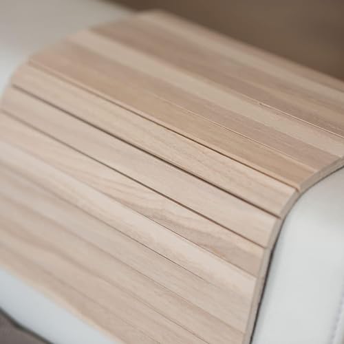Image of Hamdan Sofa arm Tray Couch Bedside Wood Coaster Coffee Cup Foldable armrest Caddy end Protector Folding Living Room Furniture mat-Natural Burn