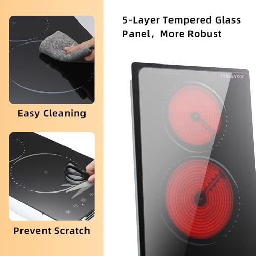 YINGENKOE Built-in 2 Burner Electric Cooktop 220v Electric Stove with Residual Heat Indicator,Compatible with All Cookware,1-9 Power Level,Hard Wire (No Plug) Suitable For Home Kitchens,Restaurants — view 4