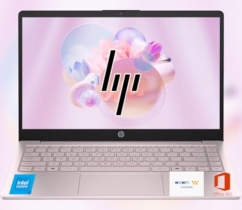 Image of HP 14 Ultrabook, Intel CPU, 32GB RAM, 1.6TB Storage (128GB OnBoard w/ 512GB Portable Drive + 1TB OneDrive), Up to 12 Hours Battery, Windows 11 Pro, Tranquil Pink, w/WOWPC 3-in-1 Bundle