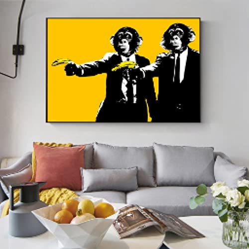 Art mural singes banane style graffiti rigolo sans cadre - 4