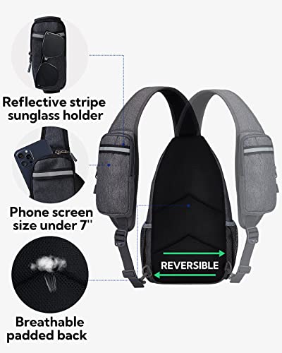 WATERFLY Sling Rucksack Sling Bag Schulterrucksack Umhängetasche Verstellbarer Rucksackgurt Wandern Brust Rucksack für Herren und Damen Dunkelgrau