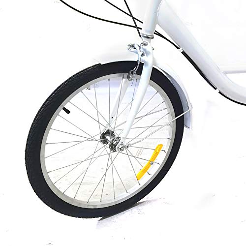 20" 8 versnellingen 3 fiets senioren driewieler voor volwassenen fietsen dames vrije tijd reizen tricycle met mand uitstapjes sporten winkelen winkelen (wit) - Afbeelding 5
