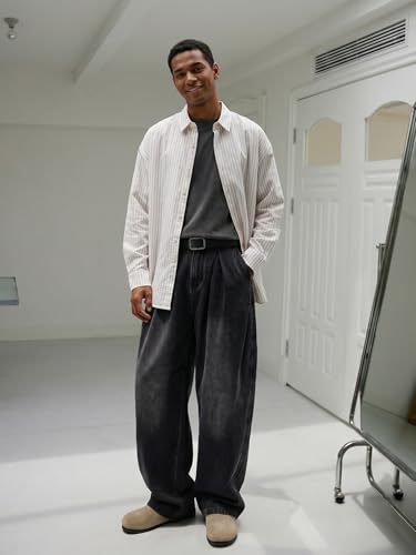 Areant Mens Baggy Jeans Wide Leg Hip Hop Loose Fit Jeans Relaxed Fit Elastic Waist Skate Streetwear Y2K Vintage Denim Pants Black X-Small - image 3