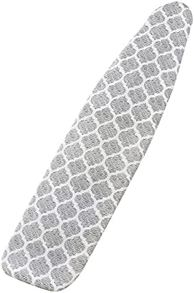 BRAMING Ironing Board Cover and Pad,15X54 Inch100% Cotton and Heavy Duty Thick Padding,Resists Staining and Scorching, Elasticized Edges and 2 Fasteners(Gray lattic)