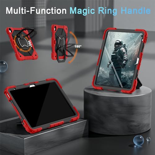 Image of Auizotl Case for iPad (A16) 11th Generation 11 Inch (2025) /iPad 10th Generation 10.9 Inch (2022) with Screen Protector,Military Grade Shockproof 10th Gen i Pad Case with Rotatable Stand,Red Black
