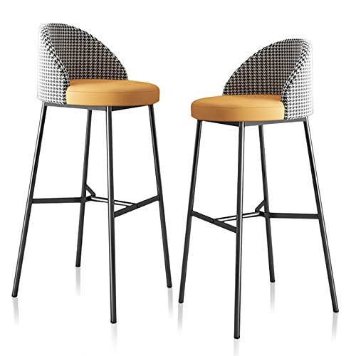 YCWZKJ Taburetes de Bar Modernos de Cuero sintético Dorado, taburetes Altos de mostrador con Respaldo y Taburete Alto de Metal Negro para Bar, Pub y cafetería.