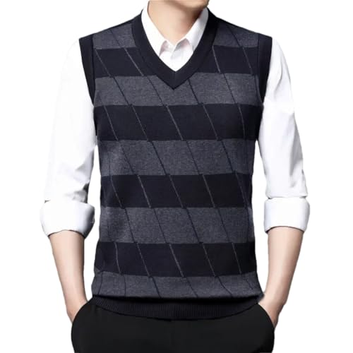 Mens V-Neck Sleeveless Knitted Vest Business Knitwear Waistcoat Sweater Cardigans