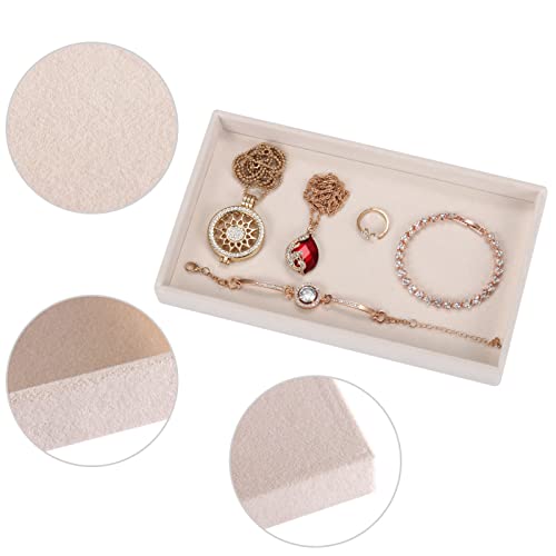 Valyria Velvet Empty Ring Earrings Tray Box Showcase Display Jewelry Organizer Beige by Valyria - Image 3