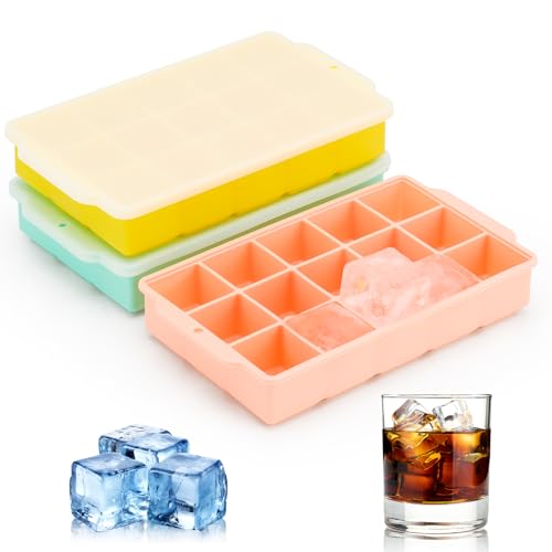 Silicone Ice Cube Tray with Lid - 3 Pack