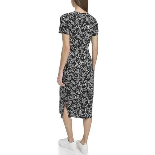 Image of Andrew Marc Women's Short Sleeve Printed Midi Dress with Slits