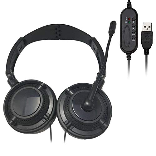 Stereo PC Kopfhörer Verkabelt mit Mic, USB Computer Headset mit Leicht Faltbarem, Audiosteuerung und Mikrofon Noise Cancelling für Skype/Call