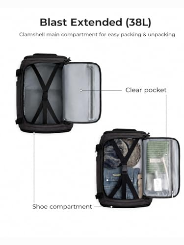 Image of Easify All IN ONE Backpack (38L) Carry-On Cabin Luggage Backpack with 15.6 Inch Laptop Sleeve, RFID Protection & Shoe Compartment | Weekender bag for Men & Women