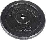 Bodyline Disco de hierro fundido de 10 kg para entrenamiento con mancuernas y levantamiento de pesas, 25 mm de diámetro, para gimnasio, entrenamiento en casa