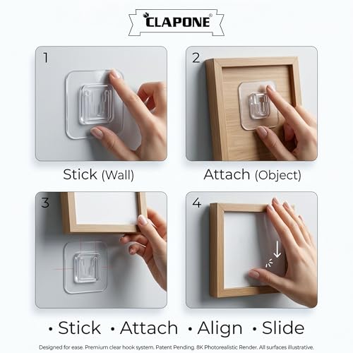 Image of Double-Sided Self Adhesive Male Female Wall Hooks for WiFi Router, Socket Box & Home Organization - Heavy Duty No Drill Transparent Sticker Wall Mount Hooks Bathroom, Kitchen & Office Use (20 Pack)