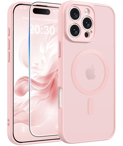 Image of FNTCASE for iPhone 16 Pro-Max Case: Translucent Light Pink Fit for MagSafe