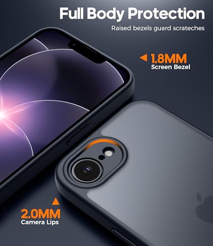 FLLAO Matt Handyhülle für iPhone 17e/iPhone 16e Hülle und 2 Schutzfolie, mit Kameraschutz [Militärnorm Schutz] Stoßfest PC Rückseite TPU Bumper Hülle für iPhone 17e/16e - Schwarz