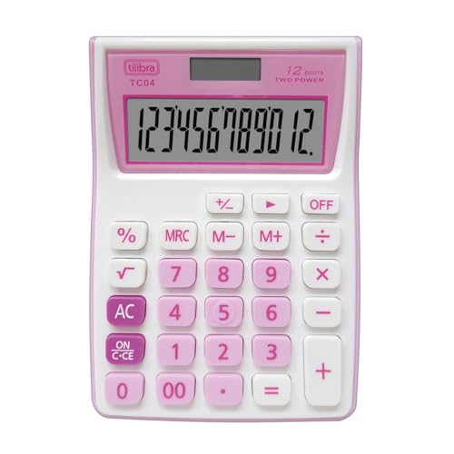 Tilibra - Calculadora de Bolso 12 Dígitos Grande TC04 Rosa - 1 un