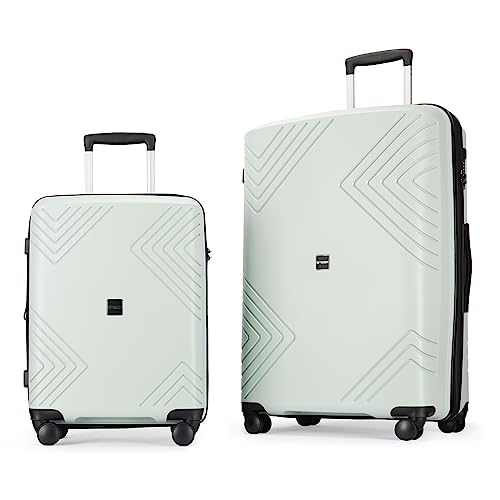 PRIMICIA GinzaTravel Rune series expandable 2 Luggage Sets,Lightweight Hardside Suitcase With Spinner Wheels TSA Lock,PP material business fashion suitcase