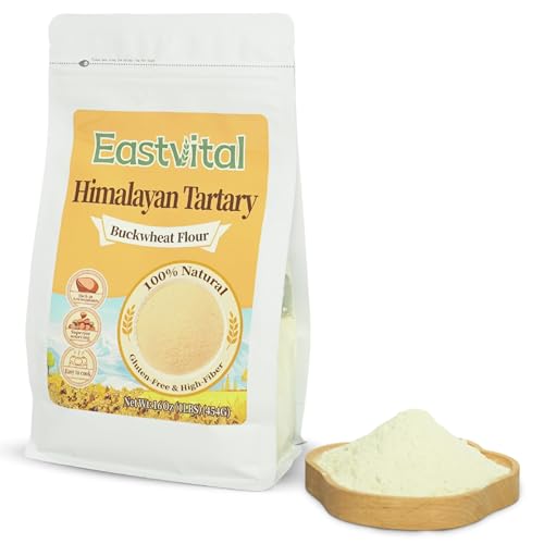EASTVITAL Himalayan Tartary Buckwheat Flour - Black Tartary Sprouted Buckwheat, Gluten-Free, Antioxidants with Bitter Taste - Easy to Use in Recipes - 454g