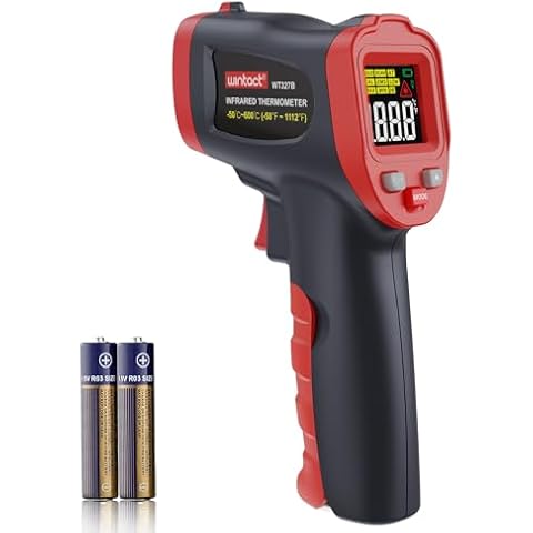 Wintact Infrared Thermometer Gun, ﹣58℉ to 1112℉ (-50℃ to 600℃) Non-Contact Digital Laser Thermometer, Adjustable Emissivity, Max Measure for Kitchen Cooking Food Grill Meat Oven (Not for Human) Cover