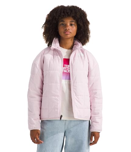 The North Face Girls Reversible Shasta Full Zip Jacket | Kids' Puffer Coat with Synthetic Insulation, Fleece Lining & Water-Repellent Finish, Pale Blossom, Large