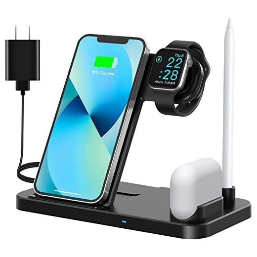 Wireless Charger, 4 in 1 Fast Wireless Charging Station for iPhone 13 12 11/ Pro/XS/XR/X/SE/8/8 Plus,18W Fast Charging Dock Stand Compatible with iWatch S7/S6/5/4/3/2/AirPods 1/2/Pro&Apple Pencil 1