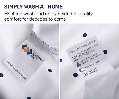 California Design Den 100% Cotton Dotted Duvet Cover Set - Luxurious 400 Thread Count, Polka Dot Bedding Set, Soft Sateen Weave, Button Closure And Corner Ties (3 Piece, Navy Dot, Queen Size) #TOP4