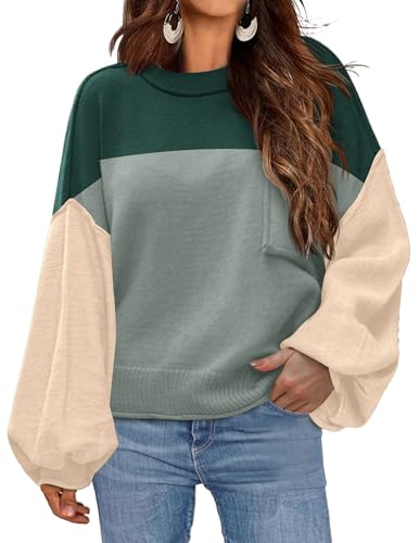 Image of Zeagoo Sweaters for Women 2025 Trendy Fall Fashion Oversized Lantern Long Sleeve Knitted Pullover Tops Outfits
