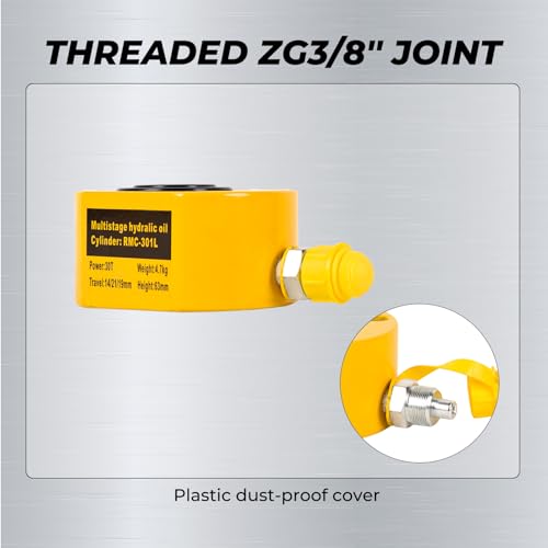 Image of 30T Multi Section Hydraulic Cylinder Jack, 2.12 inch Stroke Hydraulic Ram Jack Lifting Cylinder RMC-301L Mini Portable Power Jack for Shipbuilding, Machinery, Bridge, Construction
