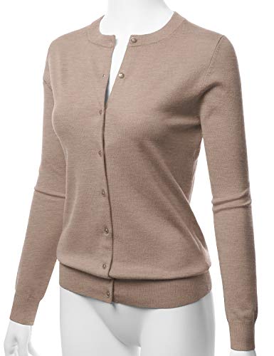 Image of LALABEE Women's Crew Neck Gem Button Long Sleeve Soft Knit Cardigan Sweater