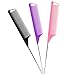 Rat Tail Combs Parting Comb: 3Pcs Rat Tail Comb Set, Long Steel Pin Rat Tail Teasing Comb, Hair Combs for Salon Hair Stylist, Tail Combs Metal ,Parting Combs for Women(Purple|Black|Pink)