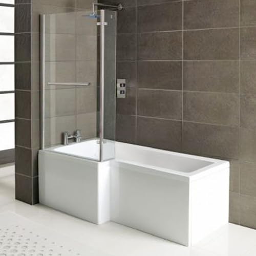 Badewanne SYNA Links 150x85/70 cm+ Duschkabine + Wannenschürze + Ablaufgarnitur + Wannenfüße