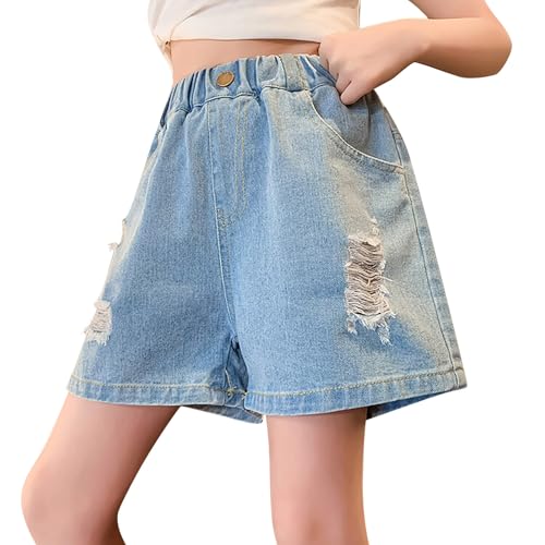 Shorts de mezclilla rotos de niñas para tardes de parque y vacaciones de verano