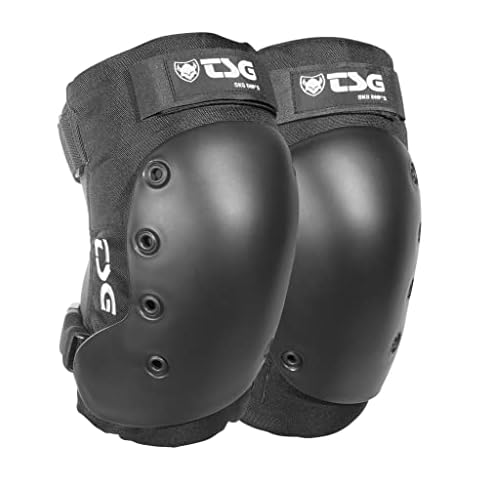 TSG Kneepad SK8 DHP Protective Pads, Hardshell, EVA Foam, PE Knee Cap, Pre Shaped, Horseshoe, Open Back, Tear Resistant Nylon, Neoprene Butterfly Straps, Swiss Design, Black Cover