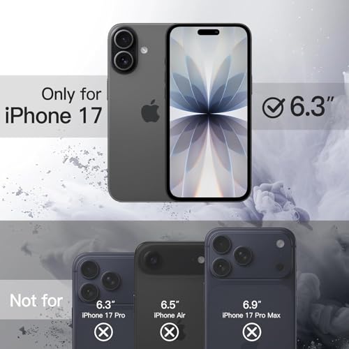 Image of Magnetic Case for iPhone 17 6.3-Inch Compatible with MagSafe, Shockproof Phone Bumper Cover, Solid Color Matte TPU Frame, Anti-Scratch Clear Back (Black)