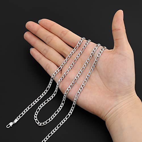 Micuco Figaro Chain Necklace For Men, Silver Chain For Men, Stainless Steel Mens Chain Necklace, 4.5Mm Link Chain Necklace For Women 18 Inches #TOP7