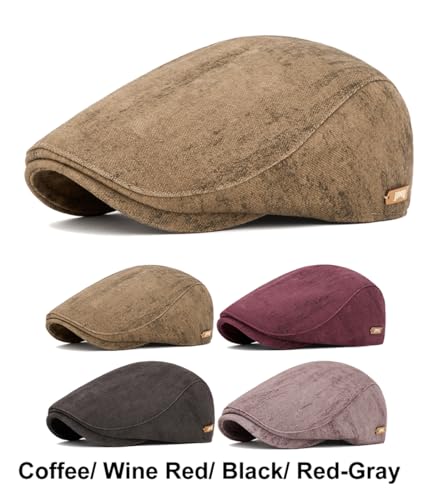 Image of Quanhaigou Retro Mens Women Flat Gatsby Newsboy Cap Ivy Irish Hats Driving Cabbie Hunting Warm Cap