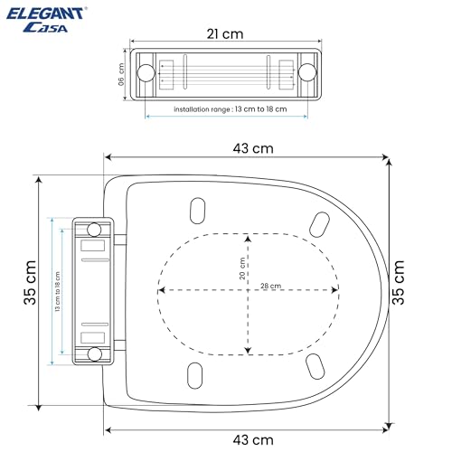 Image of Elegant Casa A-11 Toilet Seat Cover D Shape Commode Cover Easy Installation Stable Hinges Prevent Shifting Soft-Closing Colour Ivory Off-White Sleek Design Size 43x35 Hole Distance 13-18 Cm