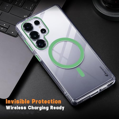 Image of KARWAN Crystal Clear Transparent Back Cover Case with Camera Protection,Compatible with Samsung S24 Ultra, Anti Yellow Clear Shockproof Scratch Resistant Case with Magnetic MagEaze Wireless Charging