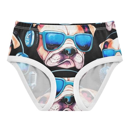 Cotton Girls Underwear Toddlers Bulldog Sunglasses Black Panties Little Girl Cartoon Underpants Briefs 2t