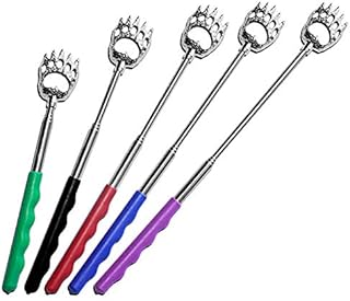 5 Pack Telescoping Back Scratcher - Extendable Telescope Back Scratchers - Bear Claw Metal Telescopic Backscratcher Eliminating Back Itching in Black, Blue, Green, Purple, Red color