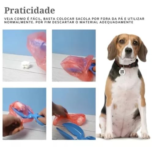 Cata Caca Coletor De Feses Tesoura Para Caes Gatos Cachorro E Outros Pets + 4 Refis De Rolos De Saqu