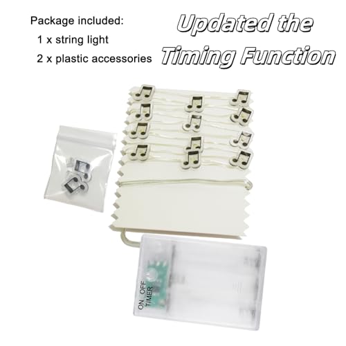 GUOCHENG Music Note Accessories Firefly Moon String Lights Battery Power LED Decorative Starry String Light for Wedding Party Xmas Tree Bedroom (Music Note)