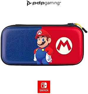 PDP Gaming Officially Licensed Switch Slim Deluxe Travel Case - Mario - Semi-Hardshell Protection - Protective PU Leather - Holds 14 Games and Console - Works with Switch OLED and Lite - Fine for Kids