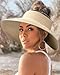 FURTALK Sun Visor Hats for Women Wide Brim Straw Ponytail Summer Beach Hat UV UPF Packable Foldable Travel Beige