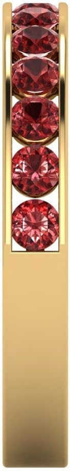 Clara Pucci 14K Yellow Gold Wedding Band for Women | Stacking Classic Comfort Fit | Engagement Bridal Jewelry | 0.39 TCW Round Cut Natural Garnet (2.0mm)