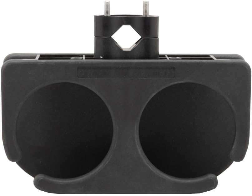 Extreme Max 3005.5689 Adjustable 2-Drink Mug Cup & Can Holder for Horizontal and Vertical Round Pontoon Rails - Black