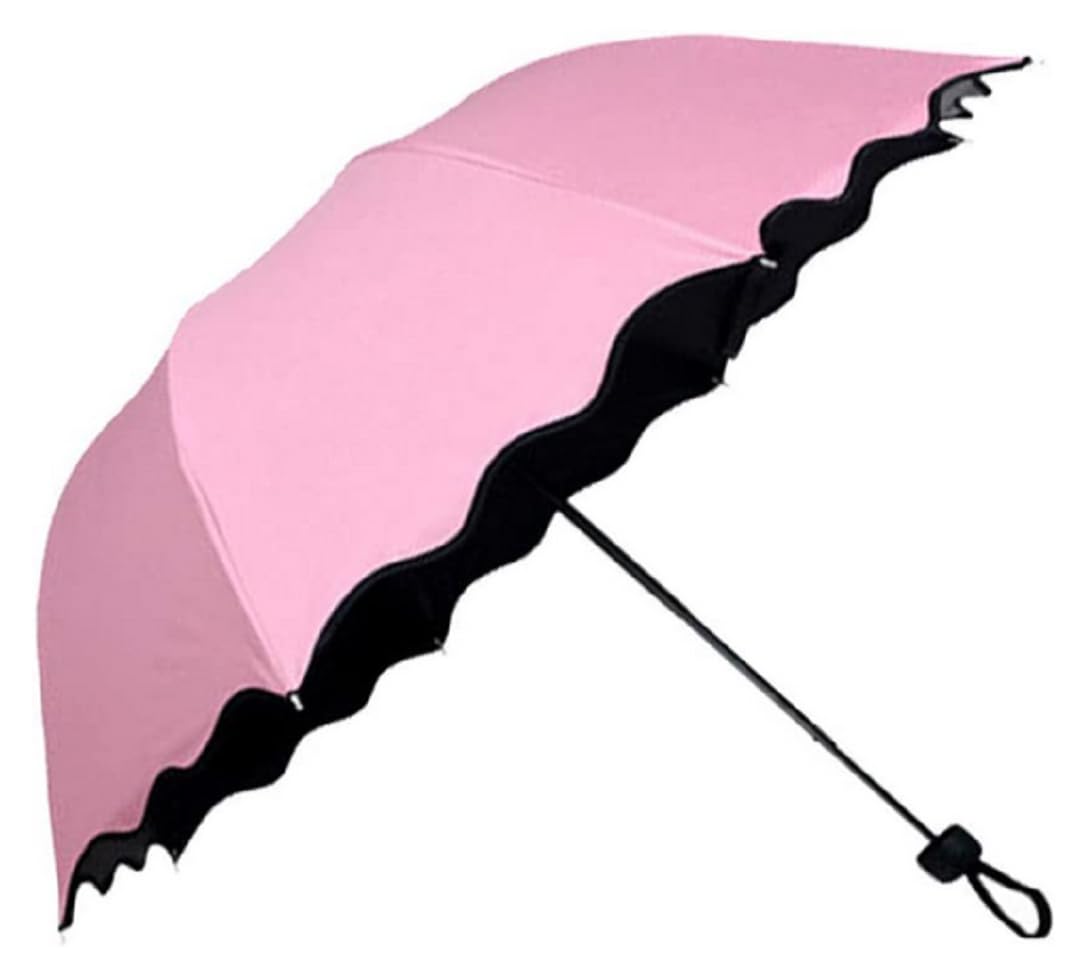 WENDIN Travel Foldable compact Umbrellas Sun rain Umbrellas parasol with Met Water blomssom blooming material