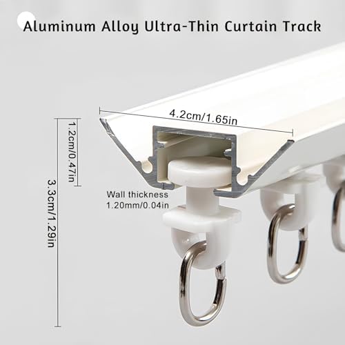 Heavy Duty Ceiling Rail Track for Curtains | Adjustable 60-600 CM Wall-Mounted Curtain Rods | Ideal for Office, Living Room, Bedroom (Black, 110cm/3.61ft)