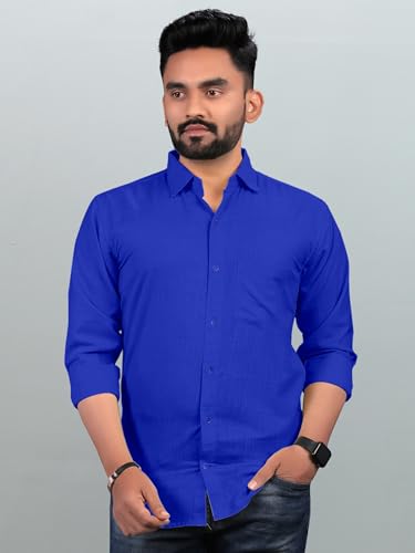 Image of Men Regular Fit Solid Spread Collar Casual Shirt